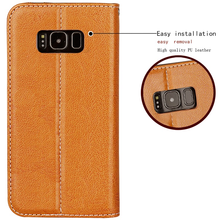 Business Style Auto-absorbed PU Leather Case with Card Holder for Samsung Galaxy S8 Plus SM-G955 - Brown-6