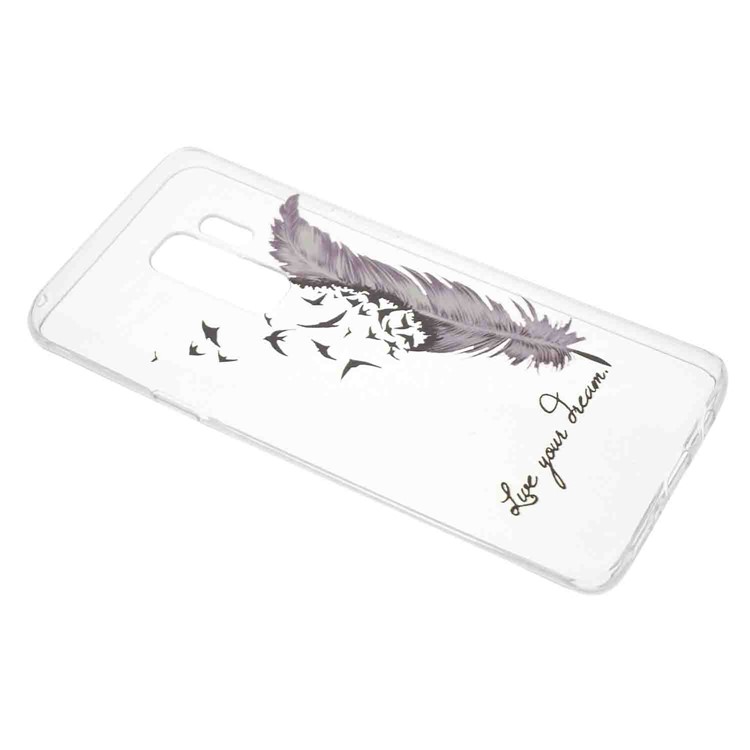 Embossment Patterned TPU Flexible Mobile Shell for Samsung Galaxy S9+ G965 - Purple Feather and Bird-2