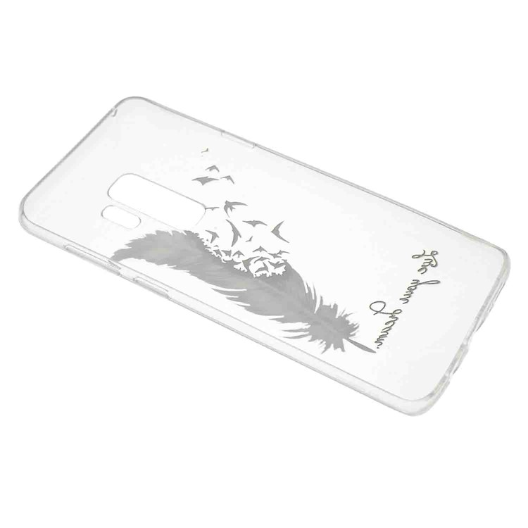 Embossment Patterned TPU Flexible Mobile Shell for Samsung Galaxy S9+ G965 - Purple Feather and Bird-3