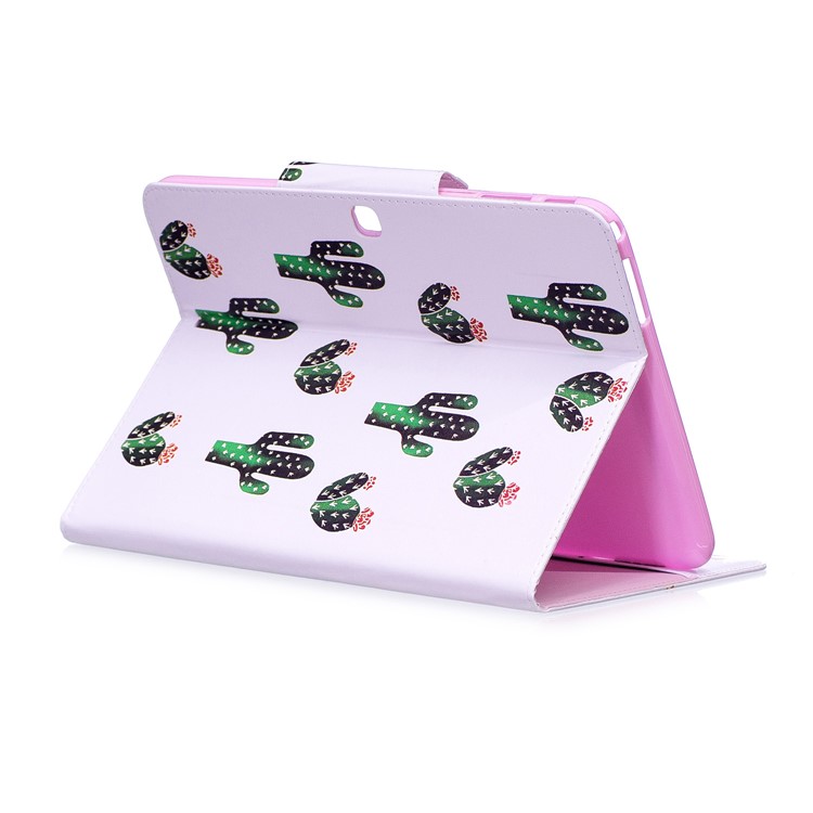 Patterned Leather Stand Smart Cover for Samsung Galaxy Tab 4 10.1 T530 T531 T535 - Cartoon Cactus-5