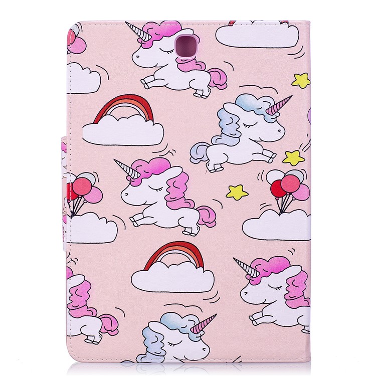 Pattern Printing Wallet Leather Smart Cover for Samsung Galaxy Tab A 9.7 T550 T555 - Unicorn and Cloud-2