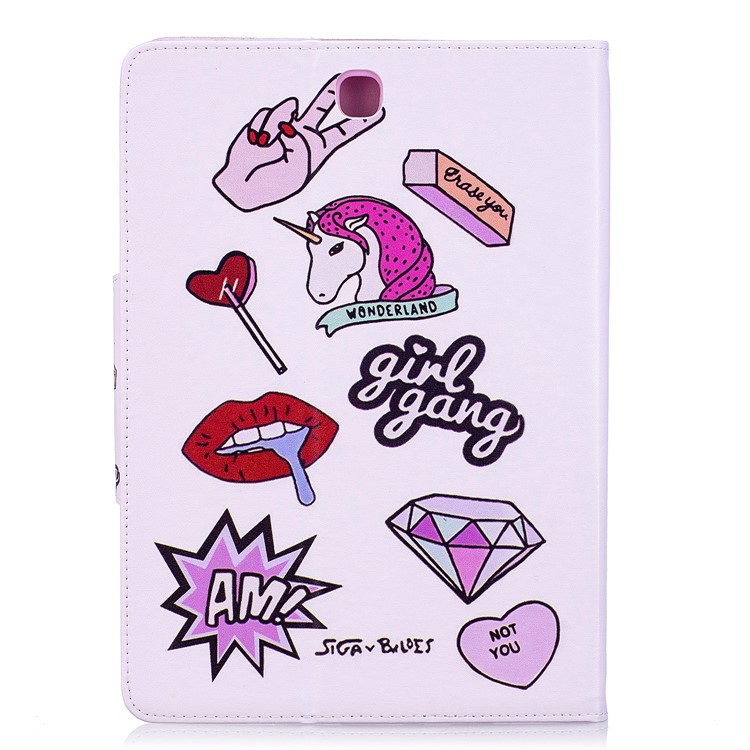 Patterned Wallet Smart Leather Shell Case for Samsung Galaxy Tab A 9.7 T550 T555 - Girl Gang-2