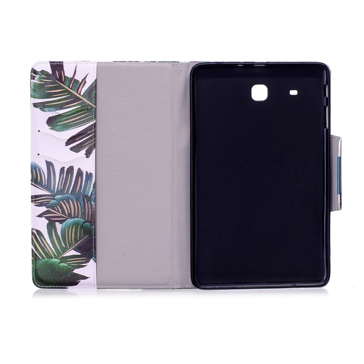Pattern Printing Smart Leather Stand Case for Samsung Galaxy Tab E 9.6 T560 - Banana Leaves-4