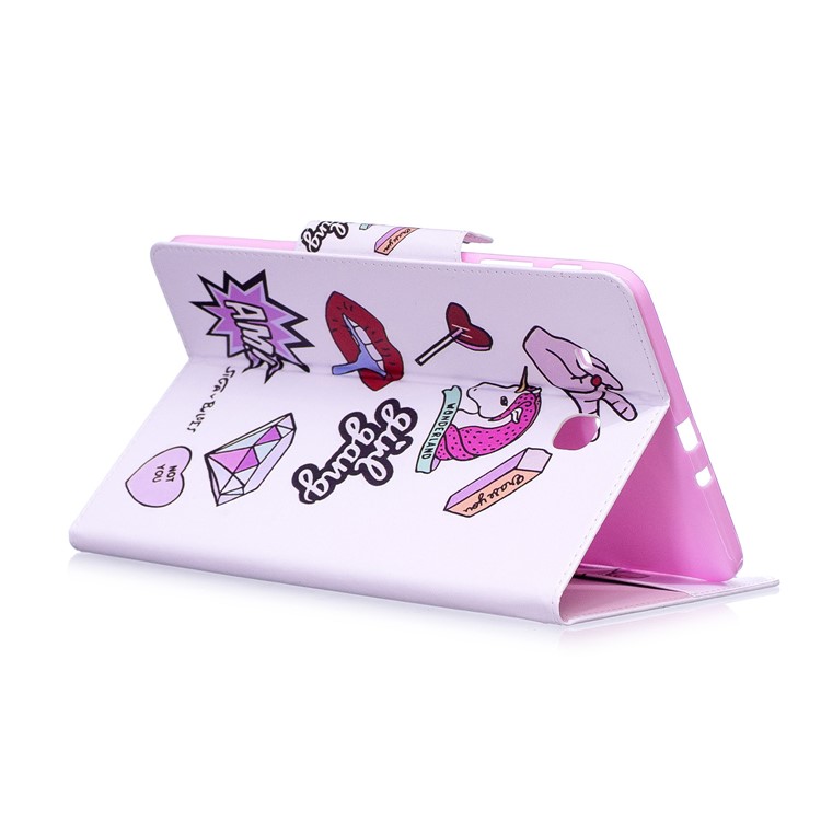 Pattern Printing Smart Leather Stand Cover for Samsung Galaxy Tab E 9.6 T560 - Girl Gang Elements-4