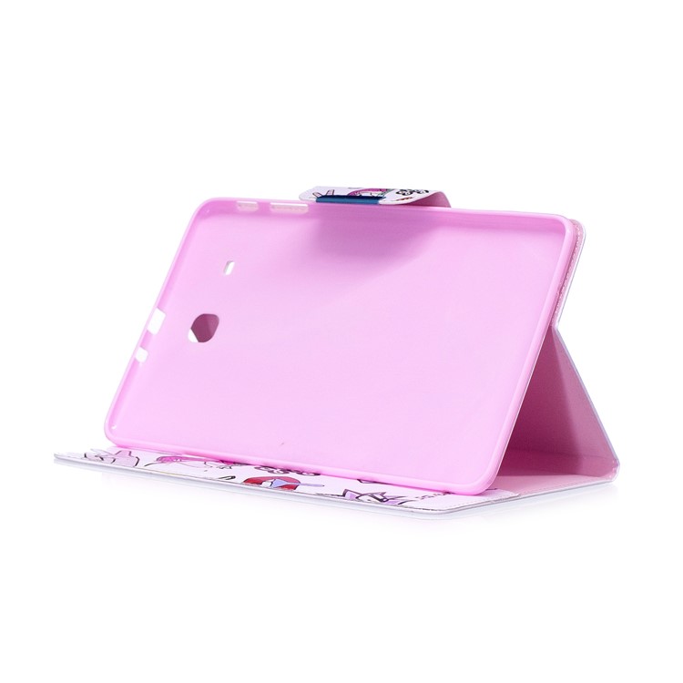 Pattern Printing Smart Leather Stand Cover for Samsung Galaxy Tab E 9.6 T560 - Girl Gang Elements-5