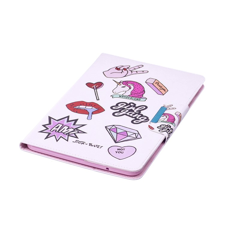 Pattern Printing Smart Leather Stand Cover for Samsung Galaxy Tab E 9.6 T560 - Girl Gang Elements-6