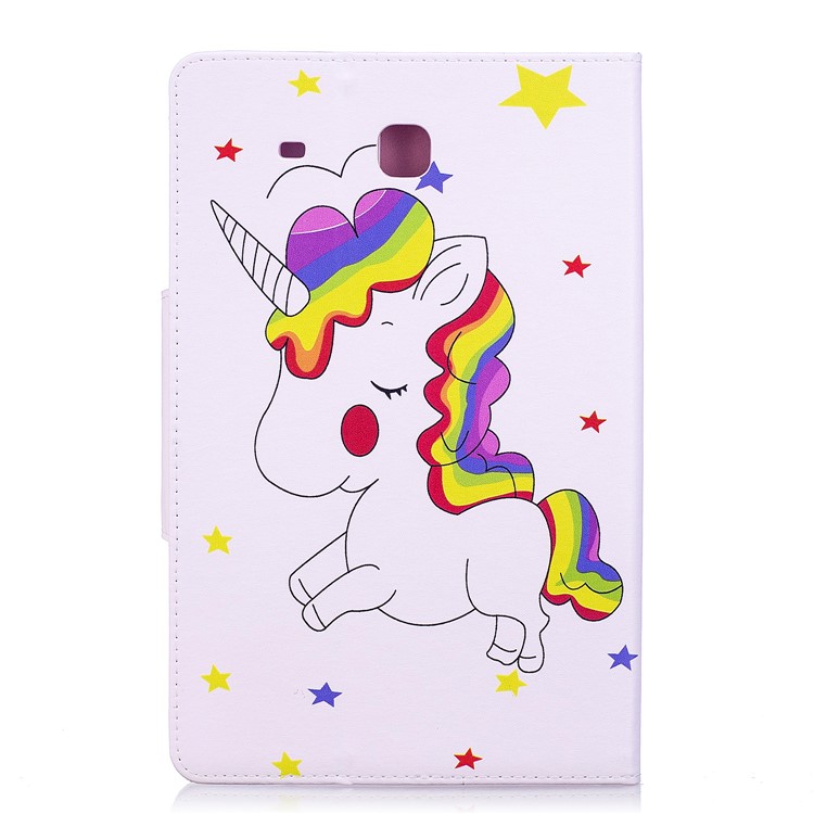 Pattern Printing Smart Leather Stand Shell Case for Samsung Galaxy Tab E 9.6 T560 - Shy Unicorn-2