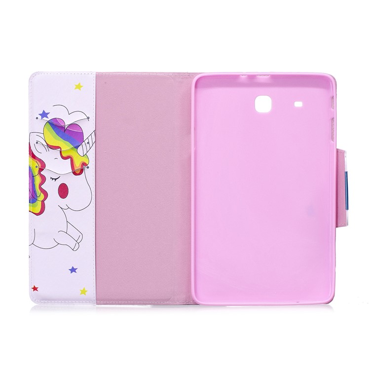Pattern Printing Smart Leather Stand Shell Case for Samsung Galaxy Tab E 9.6 T560 - Shy Unicorn-3