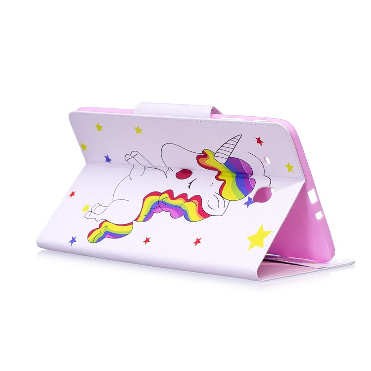 Pattern Printing Smart Leather Stand Shell Case for Samsung Galaxy Tab E 9.6 T560 - Shy Unicorn-4