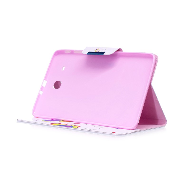 Pattern Printing Smart Leather Stand Shell Case for Samsung Galaxy Tab E 9.6 T560 - Shy Unicorn-5