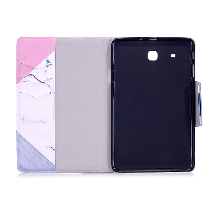 Pattern Printing Smart Leather Case with Stand for Samsung Galaxy Tab E 9.6 T560 - Triangle and Marble Grain-3