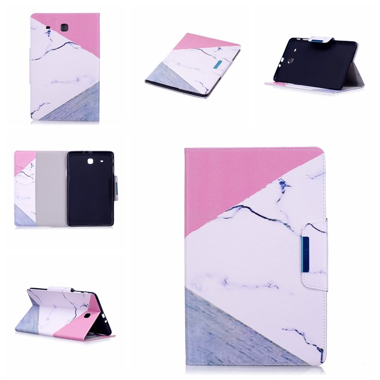 Pattern Printing Smart Leather Case with Stand for Samsung Galaxy Tab E 9.6 T560 - Triangle and Marble Grain-7