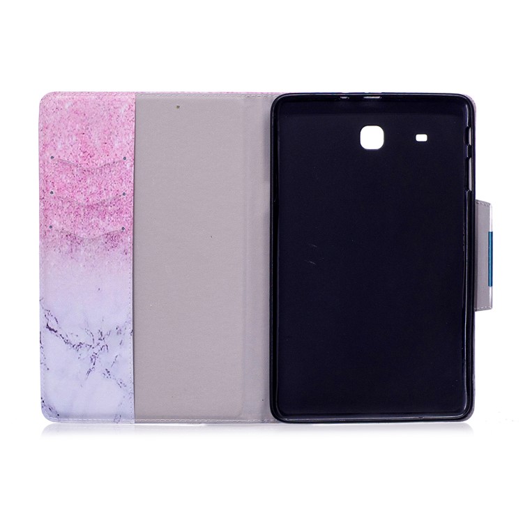 Patterned Smart Leather Stand Case for Samsung Galaxy Tab E 9.6 T560 - Marble Grain and Glitter Pattern-3