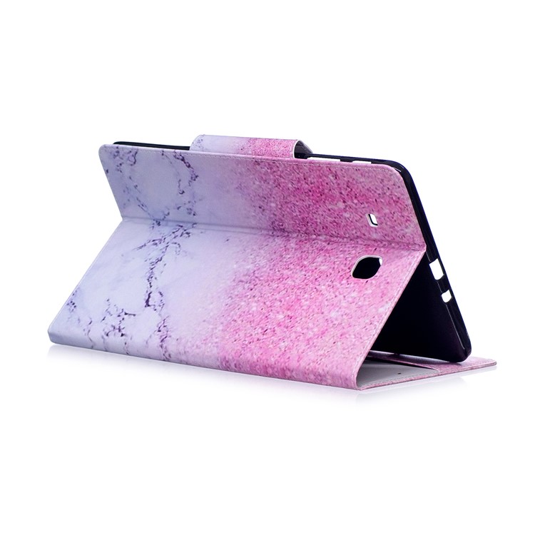 Patterned Smart Leather Stand Case for Samsung Galaxy Tab E 9.6 T560 - Marble Grain and Glitter Pattern-4