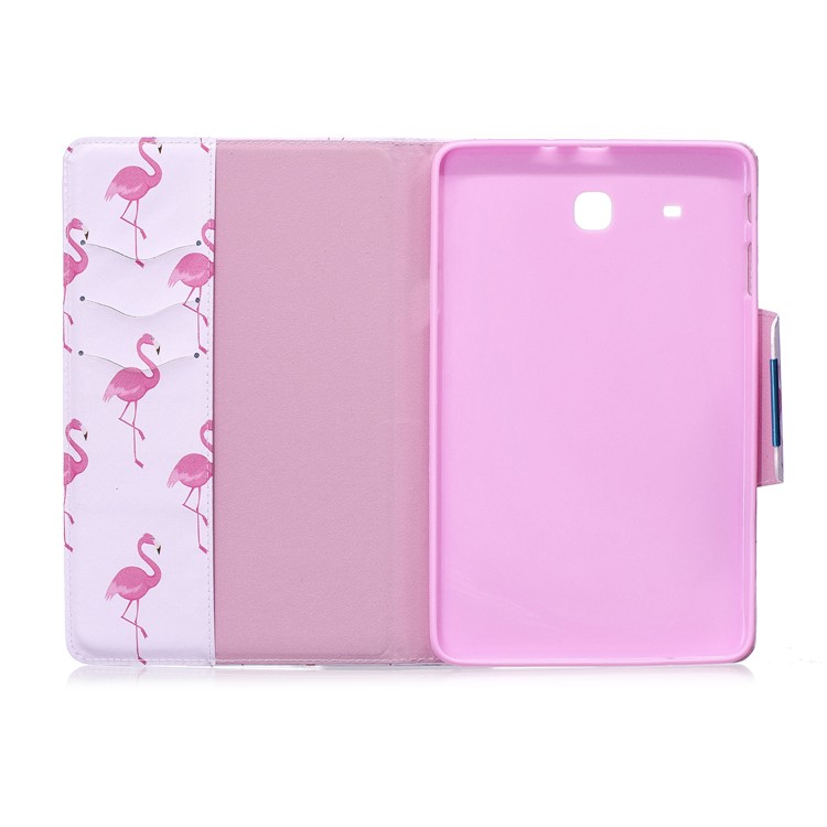 Pattern Printing Smart Leather Protection Case for Samsung Galaxy Tab E 9.6 T560 - Flamingos Pattern-3