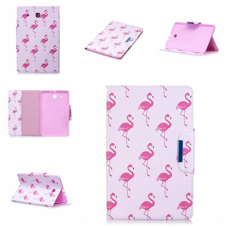 Pattern Printing Smart Leather Protection Case for Samsung Galaxy Tab E 9.6 T560 - Flamingos Pattern-7