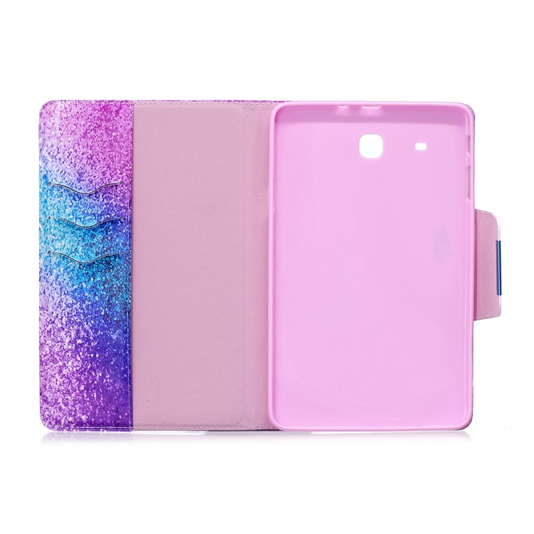 Pattern Printing Smart Leather Stand Shell Cover Case for Samsung Galaxy Tab E 9.6 T560 - Colorful Glitter Pattern-3