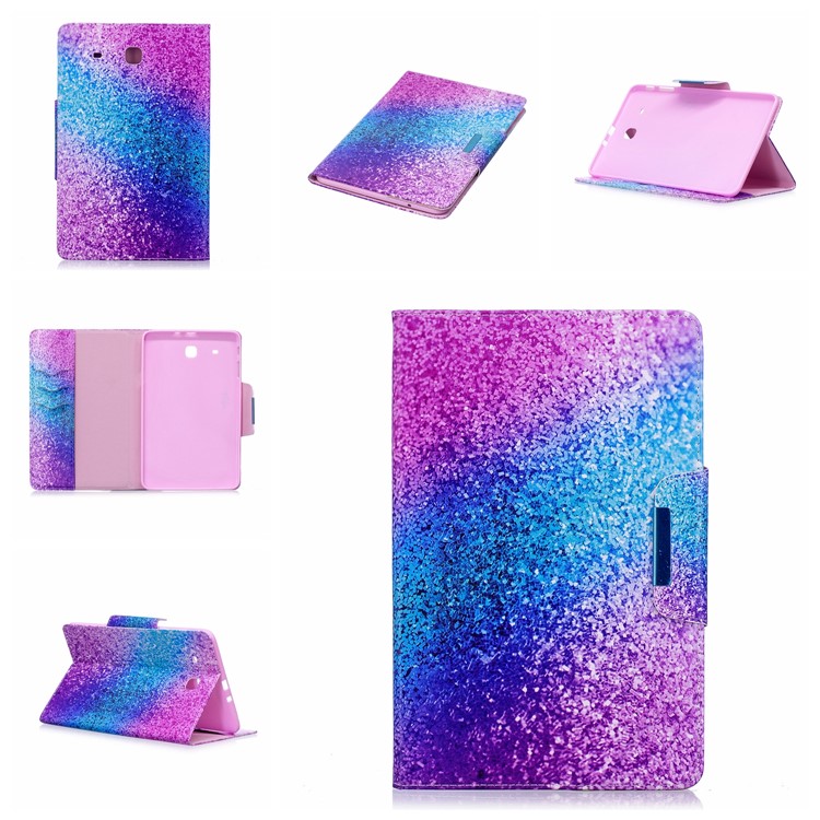 Pattern Printing Smart Leather Stand Shell Cover Case for Samsung Galaxy Tab E 9.6 T560 - Colorful Glitter Pattern-7