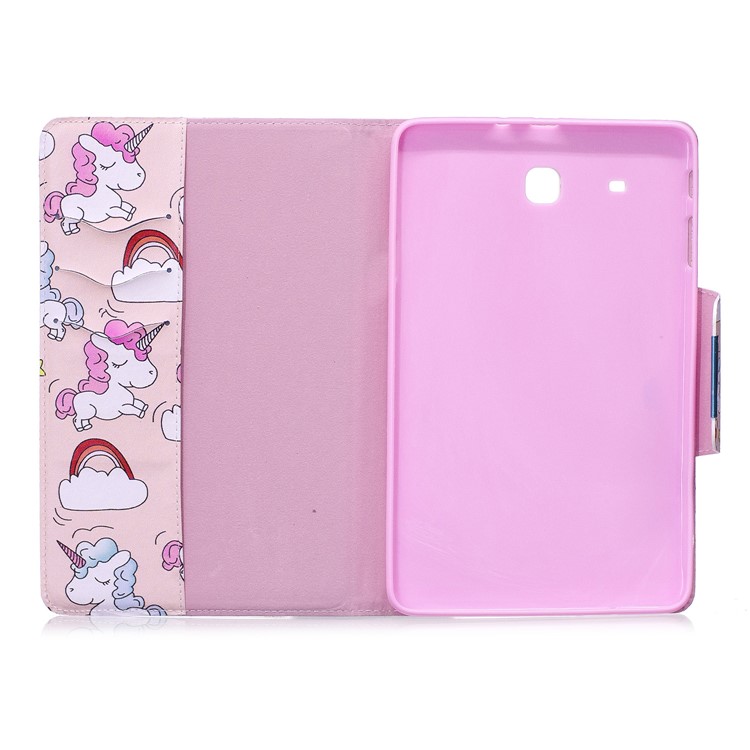 Pattern Printing Smart Leather Stand Cover Shell for Samsung Galaxy Tab E 9.6 T560 - Unicorns and Cloud-3