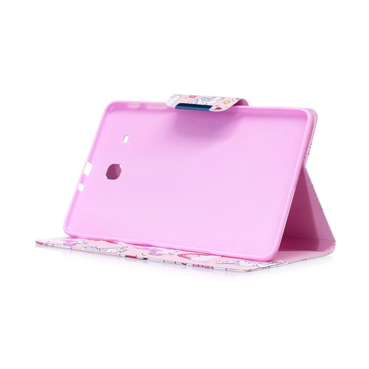 Pattern Printing Smart Leather Stand Cover Shell for Samsung Galaxy Tab E 9.6 T560 - Unicorns and Cloud-5