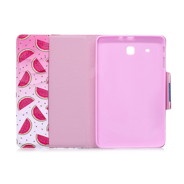 Pattern Printing PU-Leder Smart Standabdeckung Shell Für Samsung Galaxy Registerkarte E 9.6 T560 - Wassermelonenscheiben-3