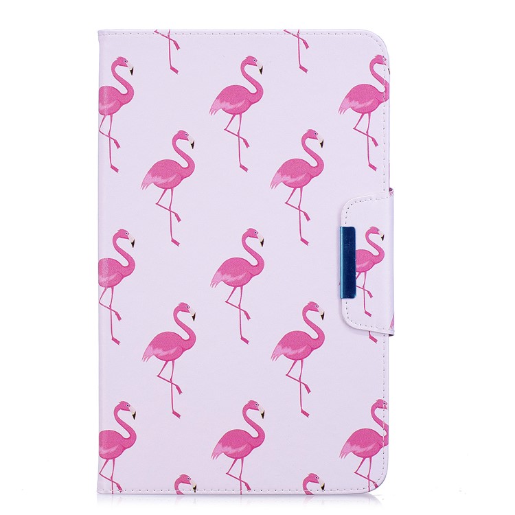 Patterned Leather Wallet Stand Smart Case for Samsung Galaxy Tab A 10.1 (2016) - Flamingos-2