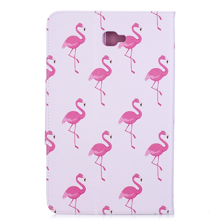 Patterned Leather Wallet Stand Smart Case for Samsung Galaxy Tab A 10.1 (2016) - Flamingos-3