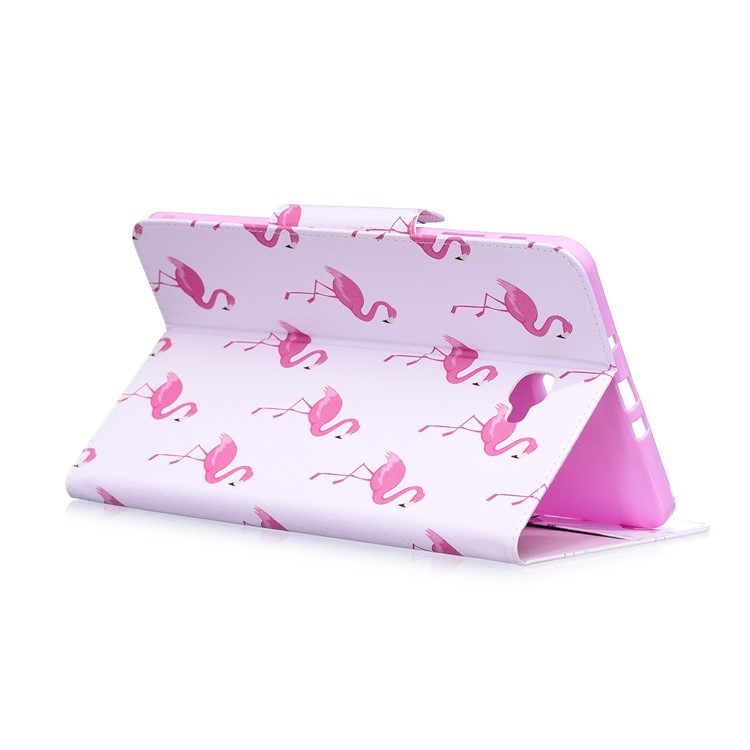 Patterned Leather Wallet Stand Smart Case for Samsung Galaxy Tab A 10.1 (2016) - Flamingos-5