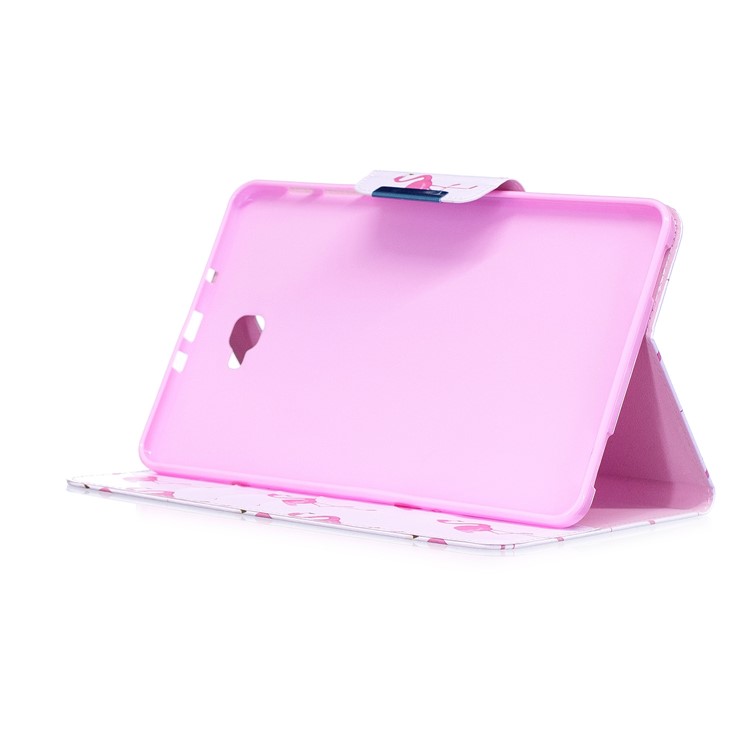 Patterned Leather Wallet Stand Smart Case for Samsung Galaxy Tab A 10.1 (2016) - Flamingos-6