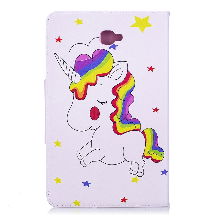Patterned Leather Wallet Stand Smart Cover for Samsung Galaxy Tab A 10.1 (2016) - Shy Unicorn-2