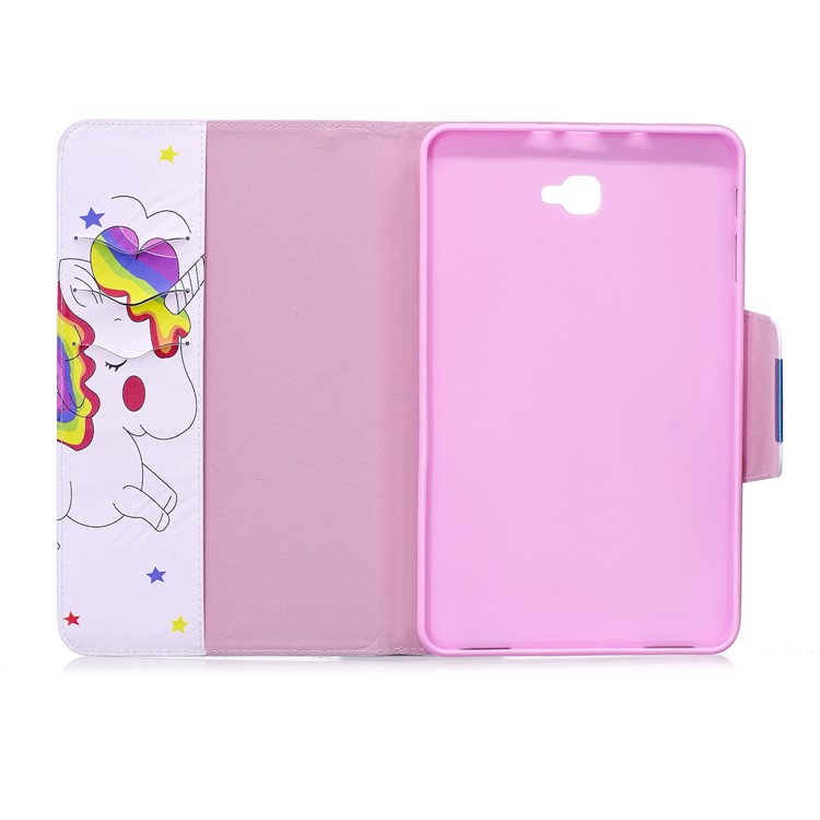Patterned Leather Wallet Stand Smart Cover for Samsung Galaxy Tab A 10.1 (2016) - Shy Unicorn-3