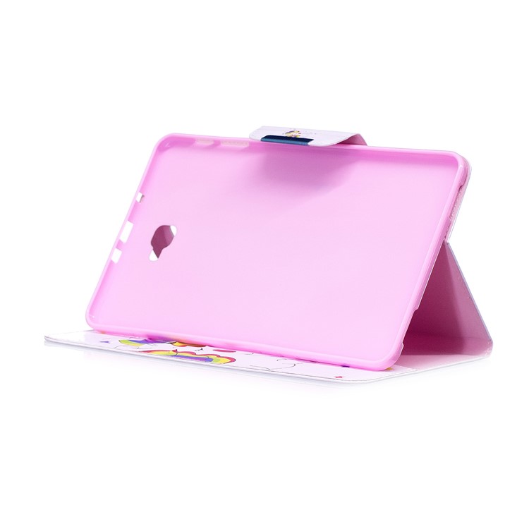 Patterned Leather Wallet Stand Smart Cover for Samsung Galaxy Tab A 10.1 (2016) - Shy Unicorn-5