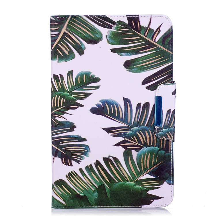 Patterned Leather Wallet Stand Smart Shell for Samsung Galaxy Tab A 10.1 (2016) - Banana Leaves-1