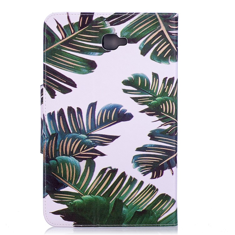 Patterned Leather Wallet Stand Smart Shell for Samsung Galaxy Tab A 10.1 (2016) - Banana Leaves-2