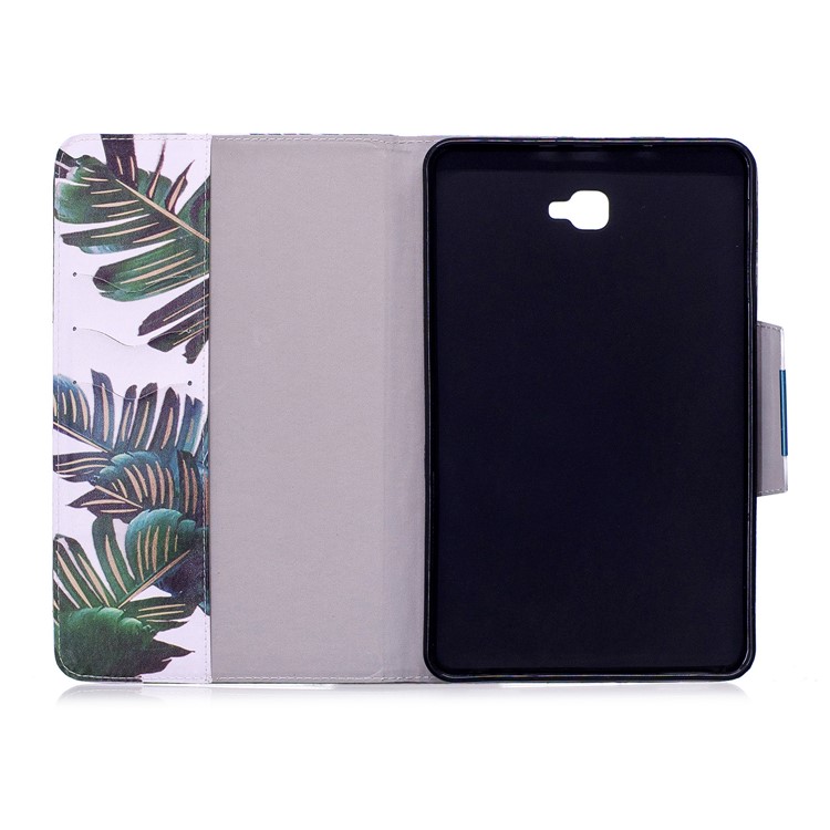 Patterned Leather Wallet Stand Smart Shell for Samsung Galaxy Tab A 10.1 (2016) - Banana Leaves-3