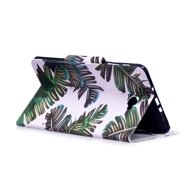 Patterned Leather Wallet Stand Smart Shell for Samsung Galaxy Tab A 10.1 (2016) - Banana Leaves-4