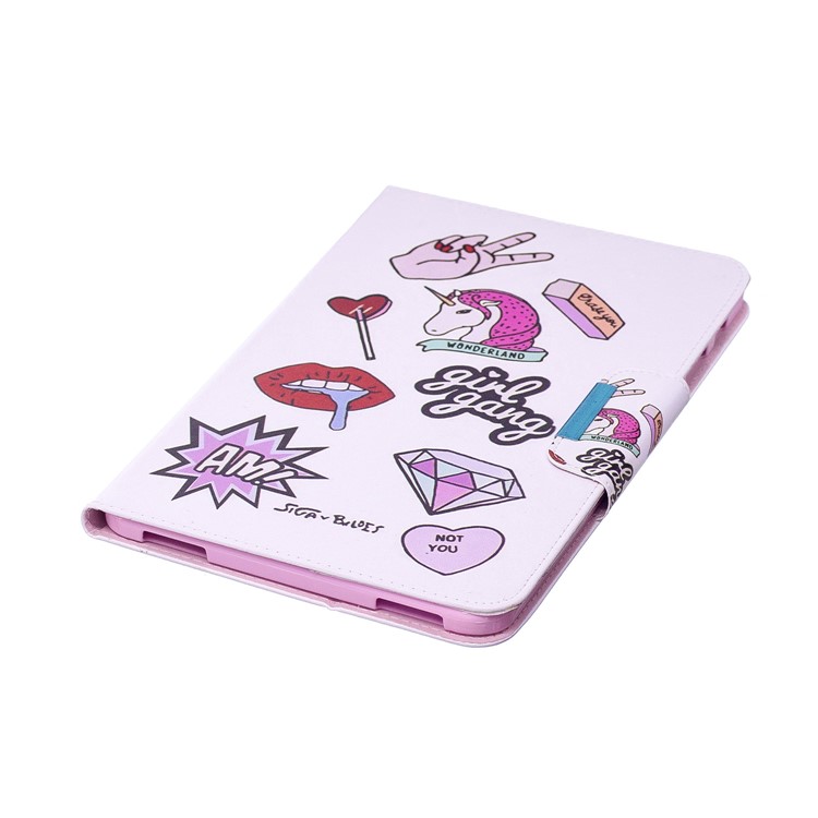 Patterned Wallet Leather Flip Stand Smart Tablet Case for Samsung Galaxy Tab A 10.1 (2016) - Girl Gang Elements-6