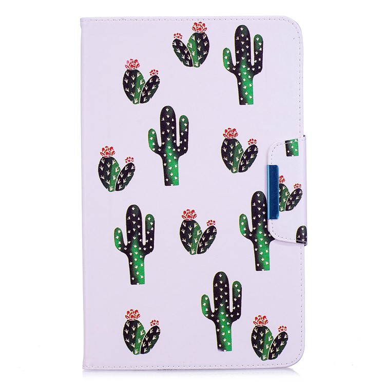 Patterned PU Leather Wallet Smart Tablet Shell with Stand for Samsung Galaxy Tab A 10.1 (2016) - Cartoon Cactus-1