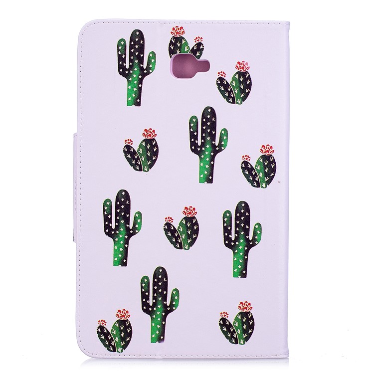 Patterned PU Leather Wallet Smart Tablet Shell with Stand for Samsung Galaxy Tab A 10.1 (2016) - Cartoon Cactus-2