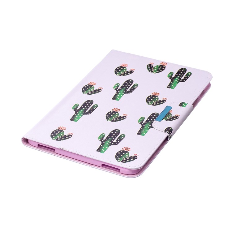 Patterned PU Leather Wallet Smart Tablet Shell with Stand for Samsung Galaxy Tab A 10.1 (2016) - Cartoon Cactus-6