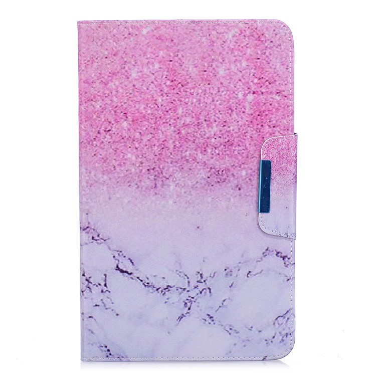 Patterned Leather Card Holder Stand Smart Case Cover for Samsung Galaxy Tab A 10.1 (2016) - Marble Grain and Glitter Pattern-1