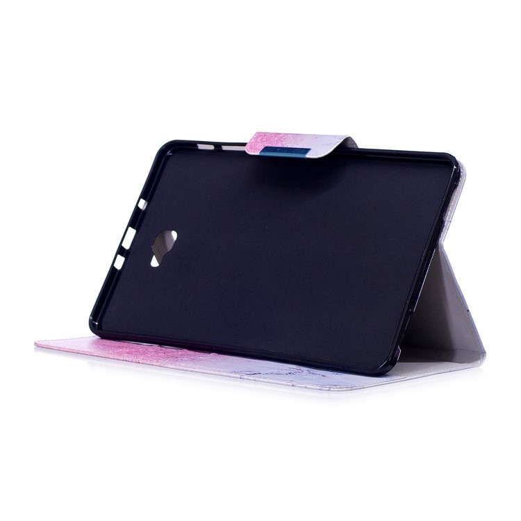 Patterned Leather Card Holder Stand Smart Case Cover for Samsung Galaxy Tab A 10.1 (2016) - Marble Grain and Glitter Pattern-5