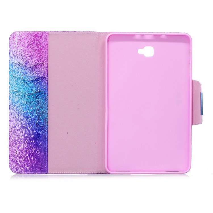 Patterned Leather Wallet Smart Case Shell with Stand for Samsung Galaxy Tab A 10.1 (2016) - Colorful Glitter Pattern-3