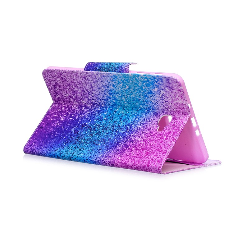 Patterned Leather Wallet Smart Case Shell with Stand for Samsung Galaxy Tab A 10.1 (2016) - Colorful Glitter Pattern-4