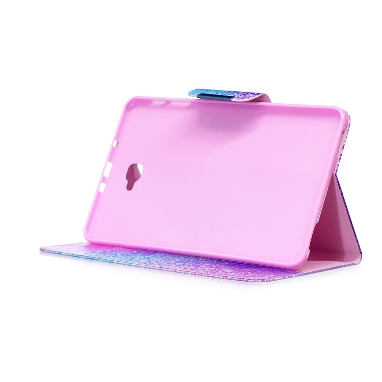 Patterned Leather Wallet Smart Case Shell with Stand for Samsung Galaxy Tab A 10.1 (2016) - Colorful Glitter Pattern-5