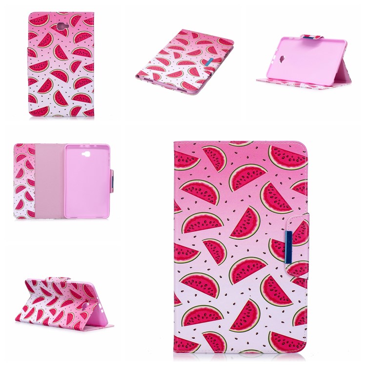 Patterned Leather Wallet Smart Case Accessory for Samsung Galaxy Tab A 10.1 (2016) - Watermelon Slices-7