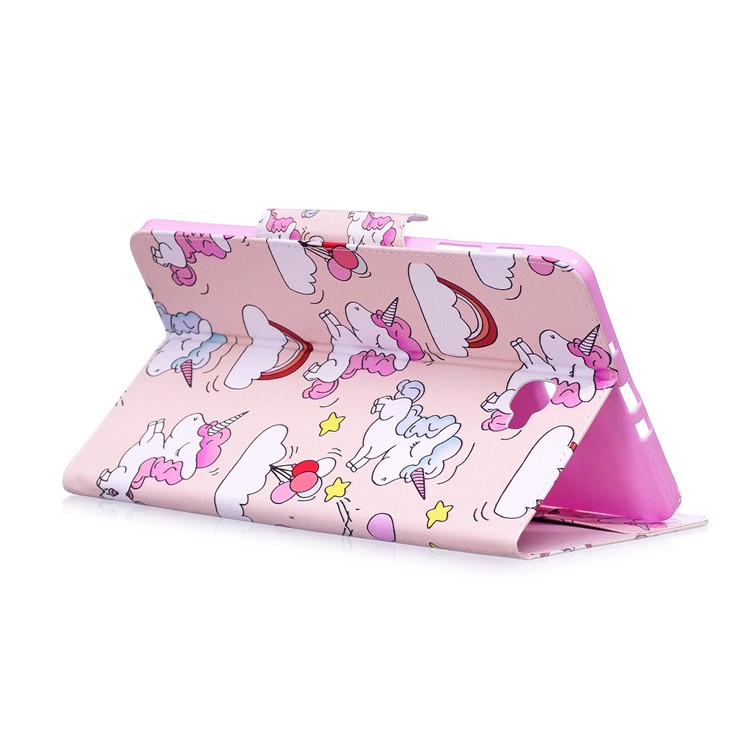 Patterned Leather Smart Cover Case for Samsung Galaxy Tab A 10.1 (2016) - Unicorns and Cloud-4