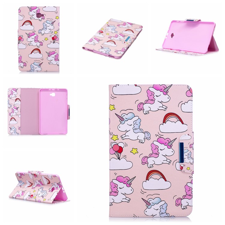 Patterned Leather Smart Cover Case for Samsung Galaxy Tab A 10.1 (2016) - Unicorns and Cloud-7