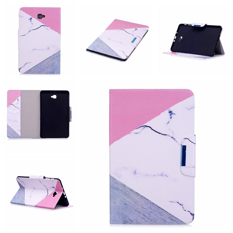 Patterned Leather Protection Smart Cover Shell for Samsung Galaxy Tab A 10.1 (2016) - Triangle and Marble Grain-7