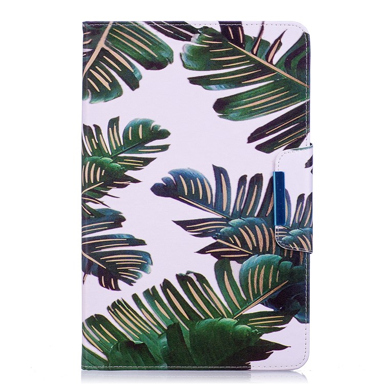 Patterned Leather Stand Smart Tablet Cover for Samsung Galaxy Tab A 10.1 (2016) with S Pen P580 P585 - Banana Leaves-2